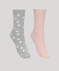 Kit-de-2-Meias-de-Inverno-Feminino-Estampado-Estrelas-Cano-Alto-Felpada-Multicor-9837849-Multicor_1