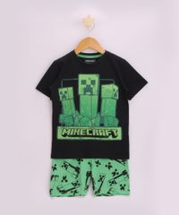 Pijama-Infantil-Minecraft-Manga-Curta-Preta-9955509-Preto_1