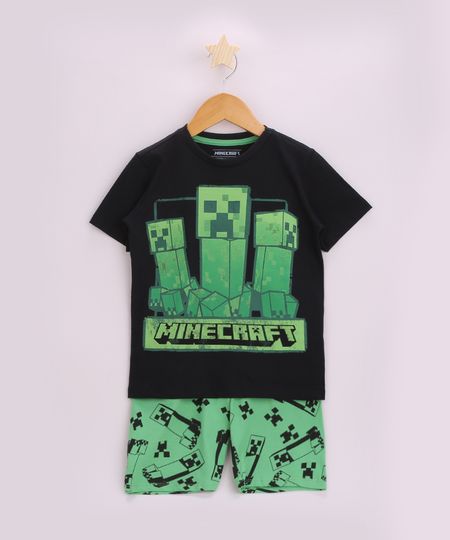 Pijama-Infantil-Minecraft-Manga-Curta-Preta-9955509-Preto_1