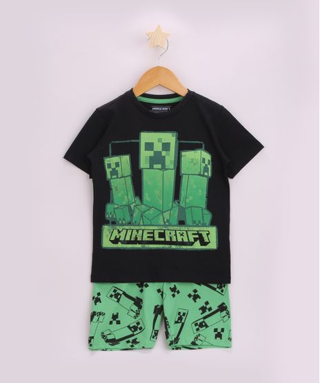 Pijama-Infantil-Minecraft-Manga-Curta-Preta-9955509-Preto_1