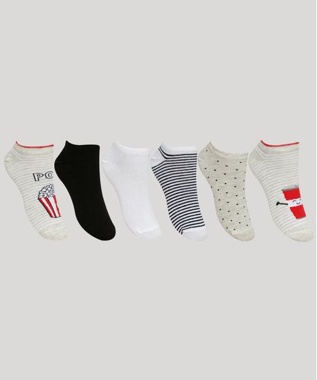 Kit-de-5-Meias-Feminino-Estampado-Pipoca-e-Refrigerante-Cano-Baixo-Multicor-9961847-Multicor_1