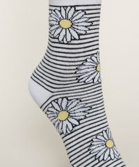 Meia-Feminina-Estampada-Listrada-e-de-Margaridas-Cano-Alto-Branca-9965152-Branco_3