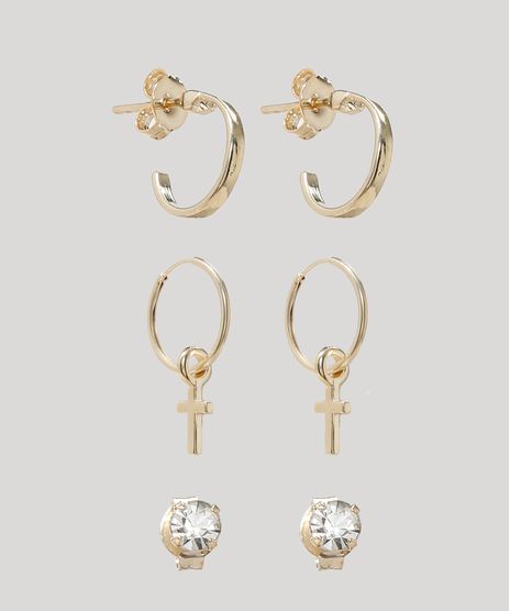 Kit-Feminino-de-3-Brincos-Folheados-Argola-Earcuff-e-Ponto-de-Luz-Dourado-9966587-Dourado_1