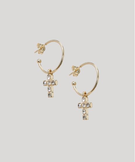 Brinco-Feminino-Folheado-Argola-com-Cruz-Dourado-9966589-Dourado_1