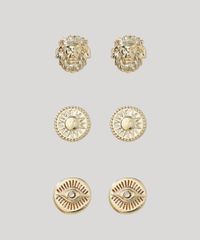 Kit-Feminino-de-3-Brincos-Folheados-Sorte-Dourado-9966592-Dourado_1