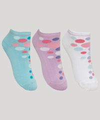 Kit-de-3-Meias-Feminino-Estampado-de-Poa-Cano-Medio-Multicor-9968962-Multicor_1