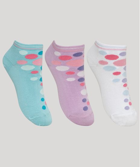 Kit-de-3-Meias-Feminino-Estampado-de-Poa-Cano-Medio-Multicor-9968962-Multicor_1