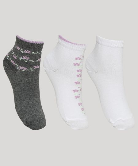 Kit-de-3-Meias-Feminino-Lupo-Estampado-de-Flores-Cano-Medio-Multicor-9968970-Multicor_1