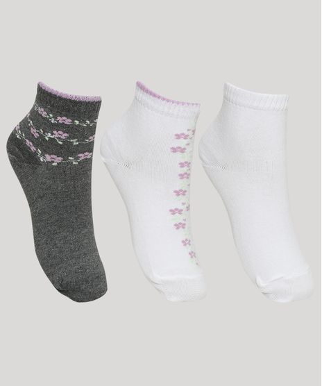 Kit-de-3-Meias-Feminino-Lupo-Estampado-de-Flores-Cano-Medio-Multicor-9968970-Multicor_1