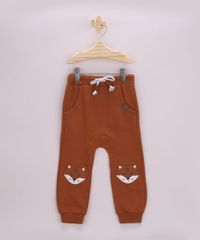 Calca-de-Moletom-Infantil-Raposinha-com-Bolsos-Marrom-9790373-Marrom_1