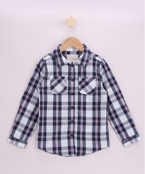 Camisa-Infantil-Estampada-Xadrez-com-Bolso-Manga-Longa-Preta-9818713-Preto_1