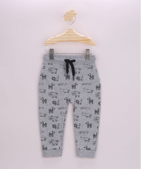 Calca-de-Moletom-Infantil-Estampada-de-Bichinhos-com-Cordao-Cinza-Mescla-9957233-Cinza_Mescla_1