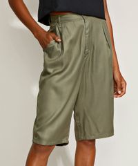 Bermuda-Feminina-Mindset-Cintura-Alta-Alfaiatada-com-Bolsos-Verde-Militar-9952923-Verde_Militar_1