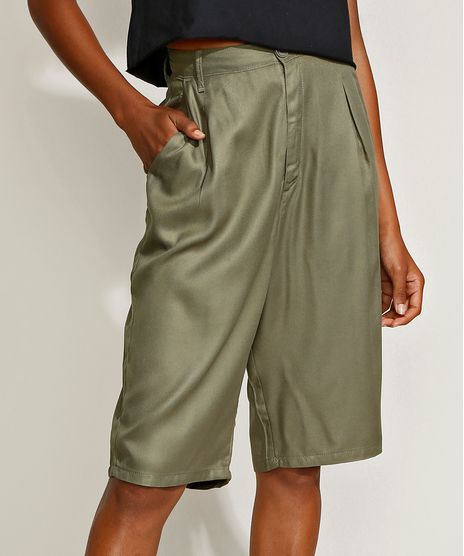 Bermuda-Feminina-Mindset-Cintura-Alta-Alfaiatada-com-Bolsos-Verde-Militar-9952923-Verde_Militar_1