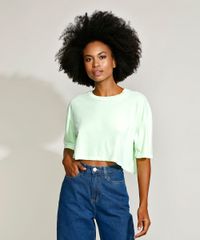 T-Shirt-Feminina-Mindset-Oversized-Cropped-Manga-Curta-Decote-Redondo-Verde-Claro-9969059-Verde_Claro_1