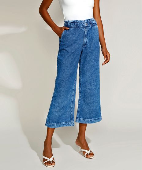 Calca-Jeans-Feminina-Mindset-Wide-Cropped-Cintura-Super-Alta-Marmorizada-Azul-Medio-9969105-Azul_Medio_1