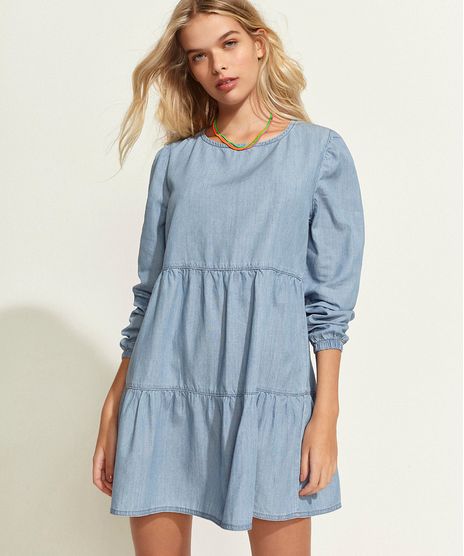 Vestido-Jeans-Feminino-Curto-com-Recortes-Manga-Longa-Azul-Medio-9963948-Azul_Medio_1