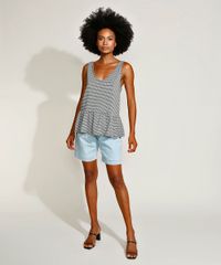 Regata-Feminina-Mindset-Estampada-Xadrez-Vichy-com-Babado-Alca-Larga-Decote-V-Preta-9970762-Preto_3