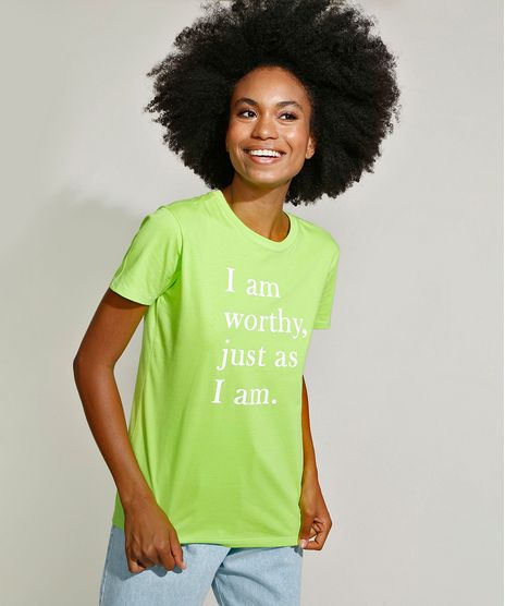 T-Shirt-Feminina-Mindset--I-am-Worthy--Manga-Curta-Decote-Redondo-Verde-Claro-9971089-Verde_Claro_1