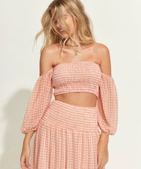 Blusa-Feminina-Cropped-Ombro-a-Ombro-Estampada-Xadrez-Vichy-Manga-Bufante-Laranja-9965183-Laranja_1