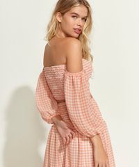 Blusa-Feminina-Cropped-Ombro-a-Ombro-Estampada-Xadrez-Vichy-Manga-Bufante-Laranja-9965183-Laranja_2