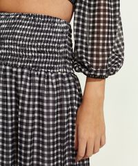 Saia-Feminina-Midi-Estampada-Xadrez-Vichy-com-Recorte-e-Lastex-Preta-9965184-Preto_4