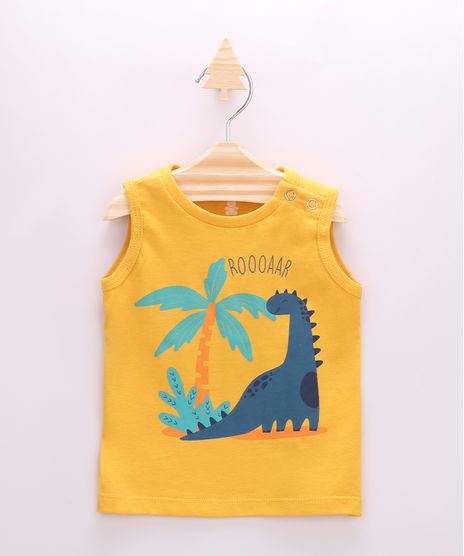 Regata-Infantil-Dinossauro-com-Botoes-Mostarda-9958279-Mostarda_1
