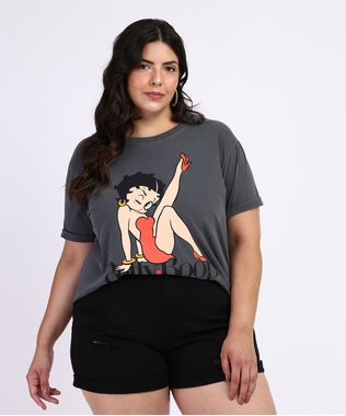 Blusa-Feminina-Betty-Boop-Plus-Size-Manga-Curta-Chumbo-9967443-Chumbo_1