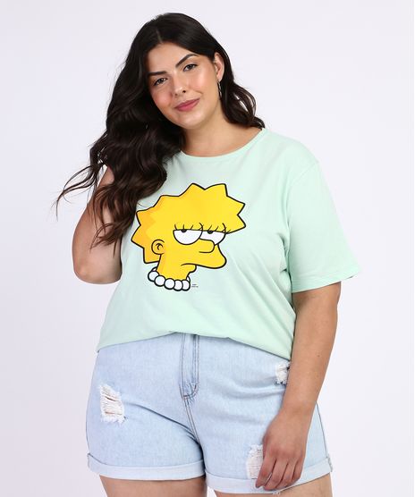 Blusa-Feminina-Plus-Size-Lisa-Os-Simpsons-Manga-Curta-Verde-Claro-9966789-Verde_Claro_1