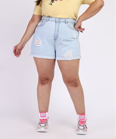 Short-de-Sarja-Feminino-Plus-Size-Mom-Destroyed-Cintura-Super-Alta-Azul-Claro-9968948-Azul_Claro_1