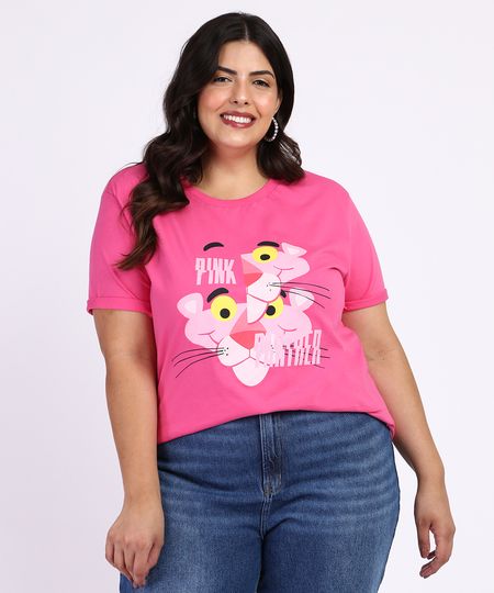 Blusa-Feminina-Plus-Size-A-Pantera-Cor-de-Rosa-Manga-Curta-Pink-9964391-Pink_1