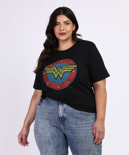Blusa-Feminina-Plus-Size-Mulher-Maravilha-Manga-Curta-Preta-9964396-Preto_1