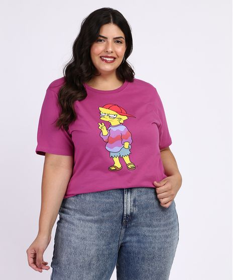 Blusa-Feminina-Plus-Size-Os-Simpsons-Manga-Curta-Roxa-9966411-Roxo_1