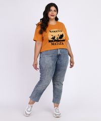 Blusa-Feminina-Plus-Size-Hakuna-Matata-O-Rei-Leao-Manga-Curta-Mostarda-9967433-Mostarda_3