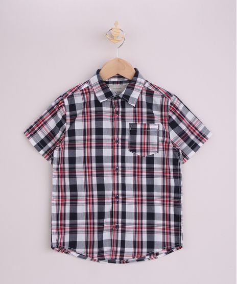 Camisa-Infantil-Estampada-Xadrez-Manga-Curta-Vermelha-9808450-Vermelho_1