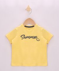 Camiseta-Infantil--Summer--com-Bordado-Manga-Curta-Amarela-9955060-Amarelo_1