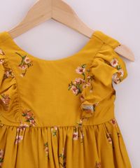 Vestido-Infantil-Estampado-Floral-com-Babados-Manga-Curta-Mostarda-9965078-Mostarda_3