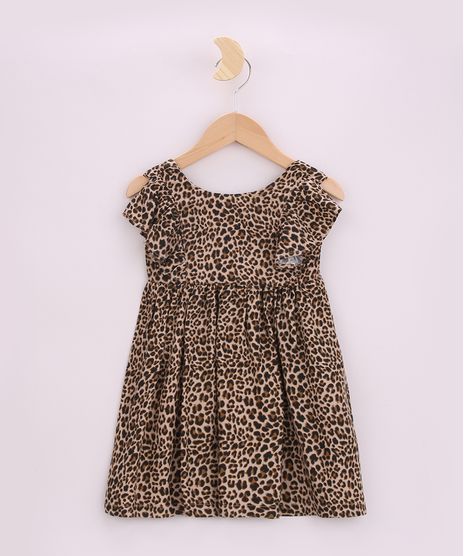 Vestido-Infantil-Estampado-Animal-Print-de-Onca-com-Babados-Manga-Curta-Marrom-9965079-Marrom_1