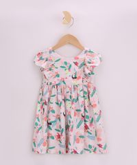Vestido-Infantil-Estampado-de-Tucanos-com-Babados-Manga-Curta-Coral-9965081-Coral_1