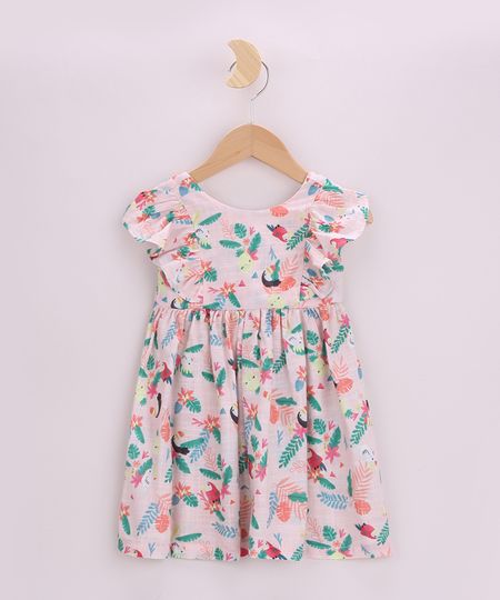 Vestido-Infantil-Estampado-de-Tucanos-com-Babados-Manga-Curta-Coral-9965081-Coral_1 Vestido-Infantil-Estampado-de-Tucanos-com-Babados-Manga-Curta-Coral-9965081-Coral_1