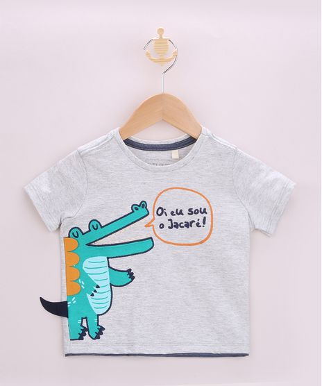 Camiseta-Infantil-Raglan-com-Estampa-Interativa-de-Jacare-Manga-Curta-Cinza-Mescla-Claro-9945034-Cinza_Mescla_Claro_1