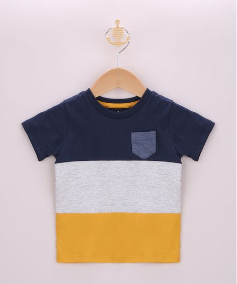 Camiseta-Infantil-com-Recortes-e-Bolso-Manga-Curta-Mostarda-9957235-Mostarda_1