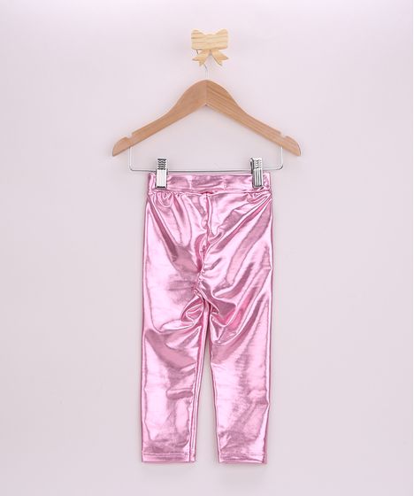 calça legging metalizada rosa