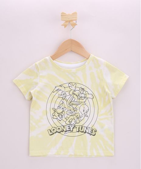Camiseta-Infantil-Looney-Tunes-Estampada-Tie-Dye-Manga-Curta-Amarela-9964289-Amarelo_1