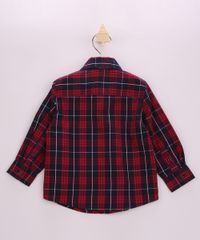 Camisa Infantil Festa Junina Estampada Xadrez com Bolso Manga Longa Vermelha costas