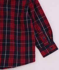 Camisa Infantil Festa Junina Estampada Xadrez com Bolso Manga Longa Vermelha