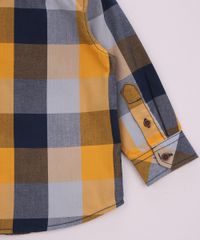Camisa-Infantil-Estampada-Xadrez-com-Bolso-Manga-Longa-Amarela-9810812-Amarelo_4