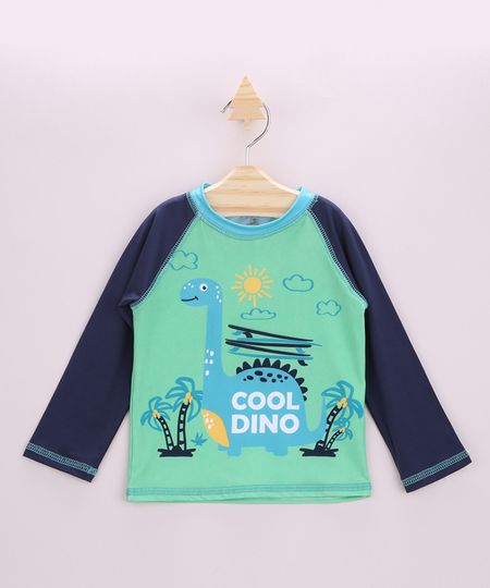 Camiseta-de-Praia-Infantil-Raglan-Dinossauro-Manga-Longa-com-Protecao-UV50--Verde-Claro-9902367-Verde_Claro_1
