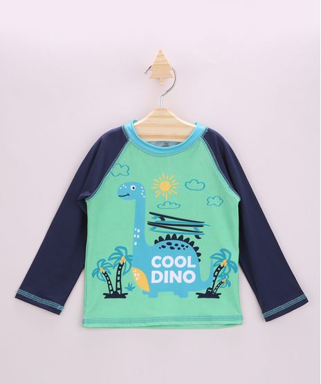 Camiseta-de-Praia-Infantil-Raglan-Dinossauro-Manga-Longa-com-Protecao-UV50--Verde-Claro-9902367-Verde_Claro_1