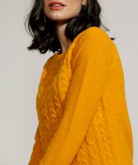 Sueter-de-Trico-Feminino-com-Textura-Decote-Redondo-Mostarda-9814953-Mostarda_4